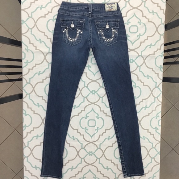 💙👖CUTE! TRUE RELIGION SKINNY👖💙28 5/6 33” SMALL - Picture 3 of 8